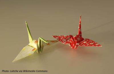 Individual origami cranes