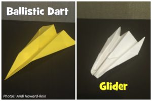 Two styles of paper airplanes