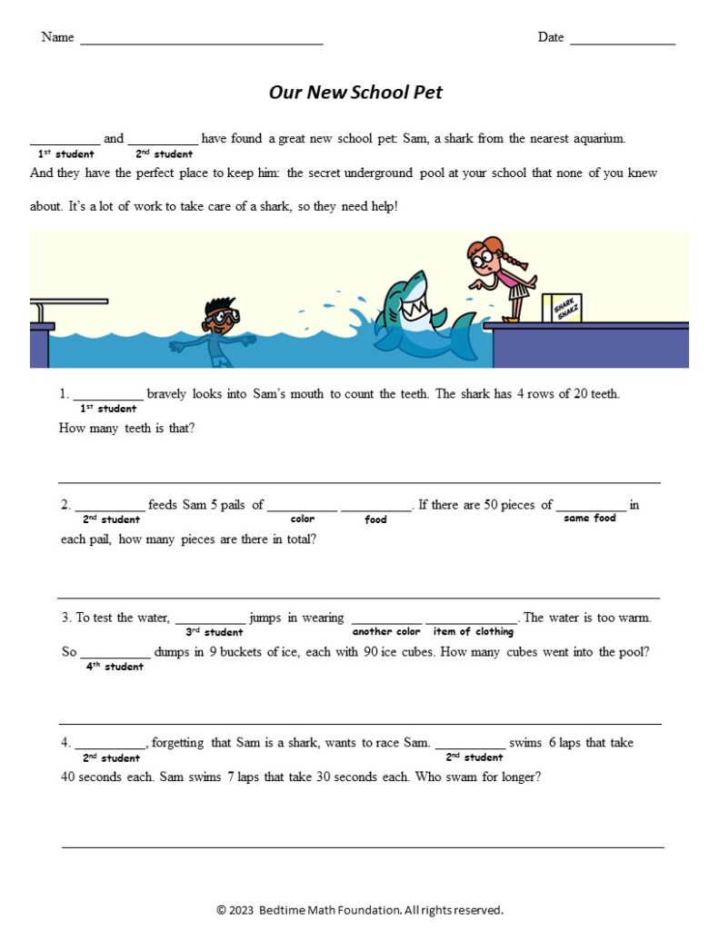 Math Libs Printable Math Libs Print and Go – Bedtime Math